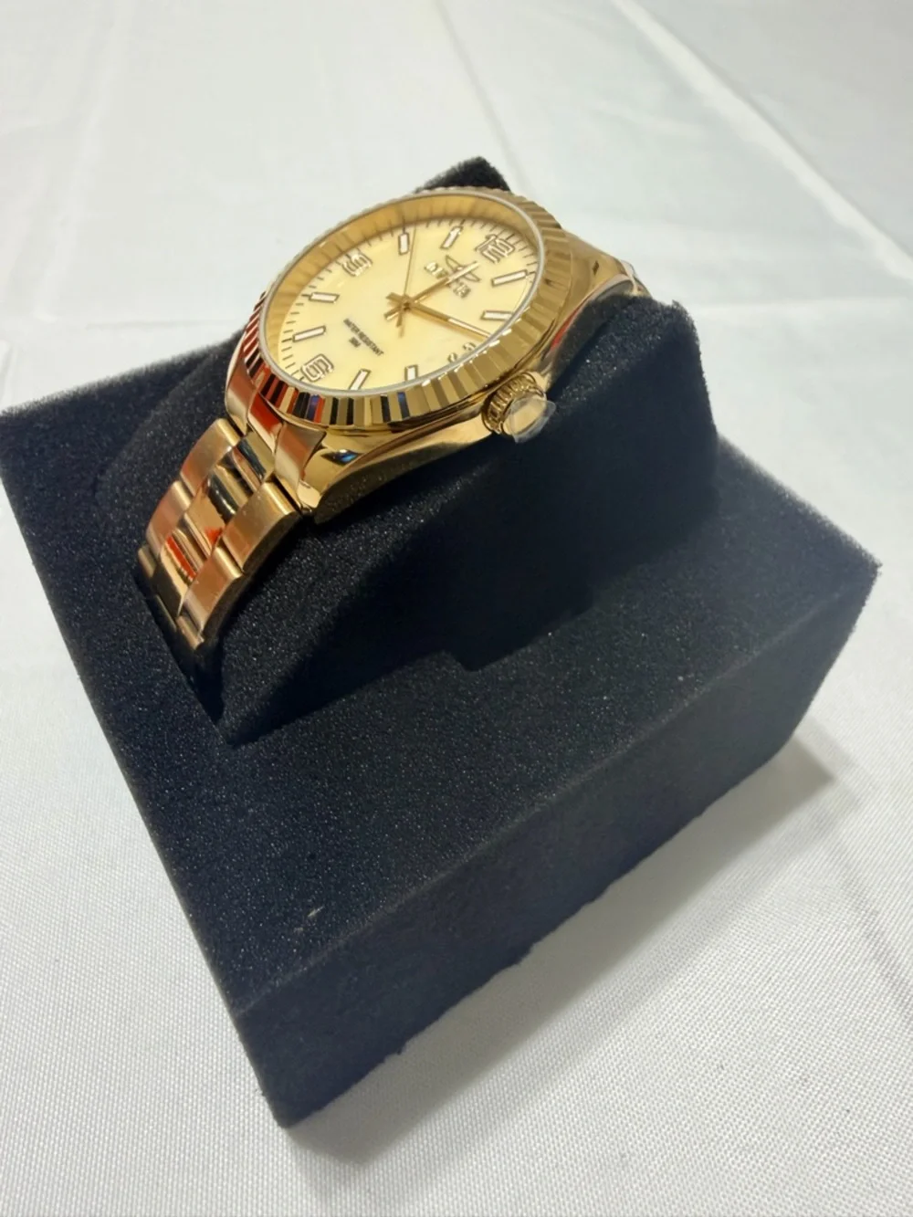 Invicta Men’s Gold-Tone Stainless Steel Watch with Mother of Pearl dial